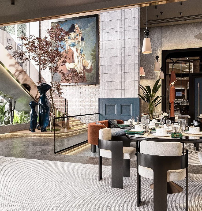 french restaurant interior design by interior designers ayman and ehab sobhy the founders of AES Art Directio studio an interior design company (5)